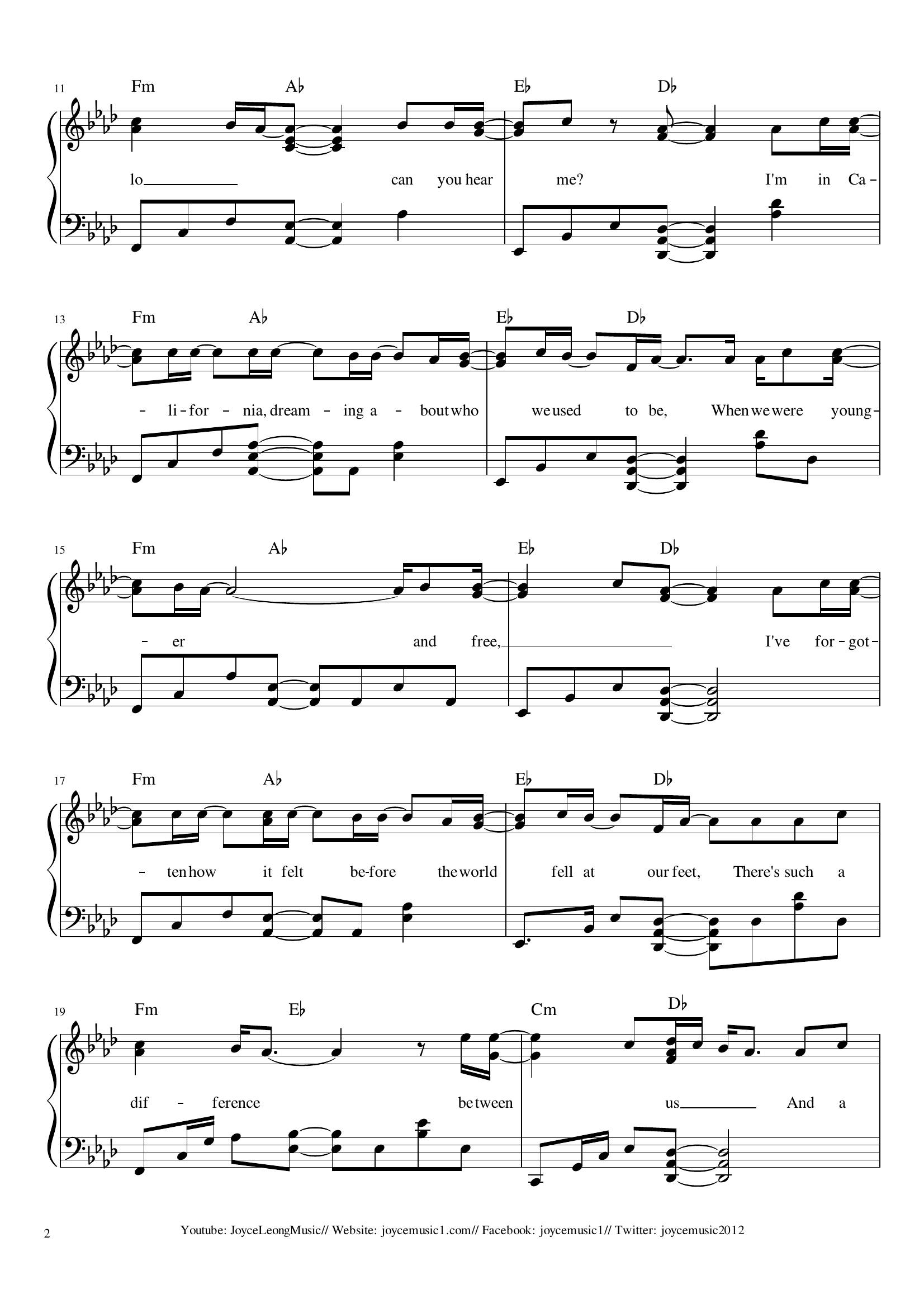 Adele Hello2 - نت آهنگ Hello از Adele