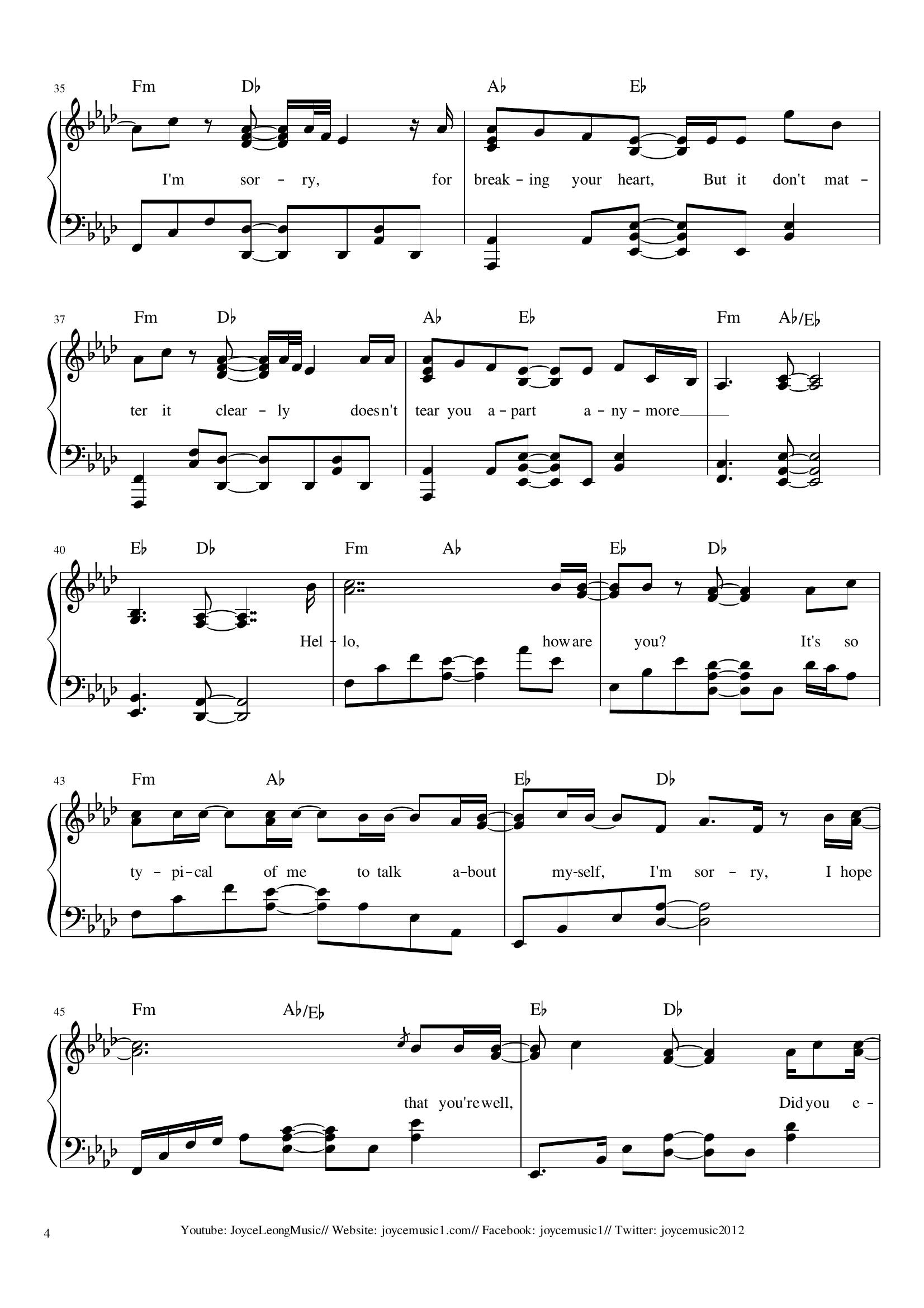 Adele Hello4 - نت آهنگ Hello از Adele