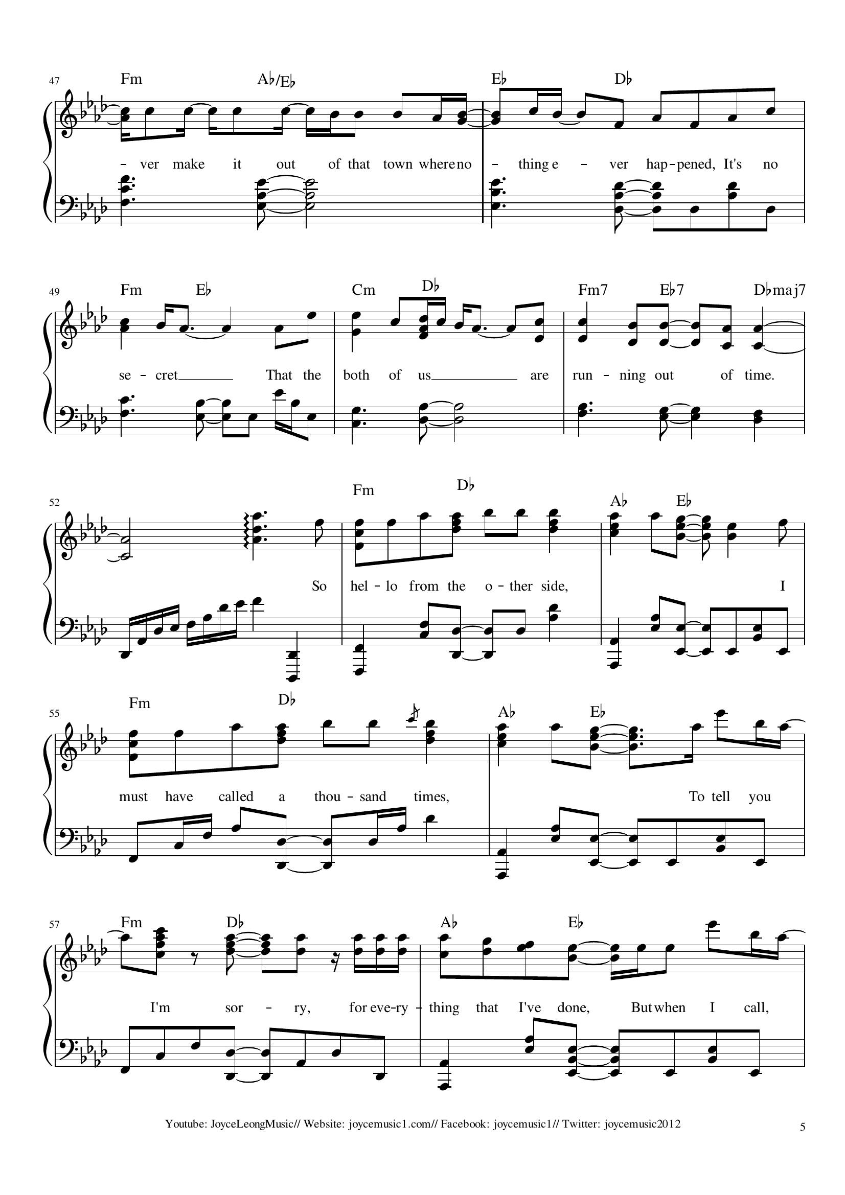 Adele Hello5 - نت آهنگ Hello از Adele