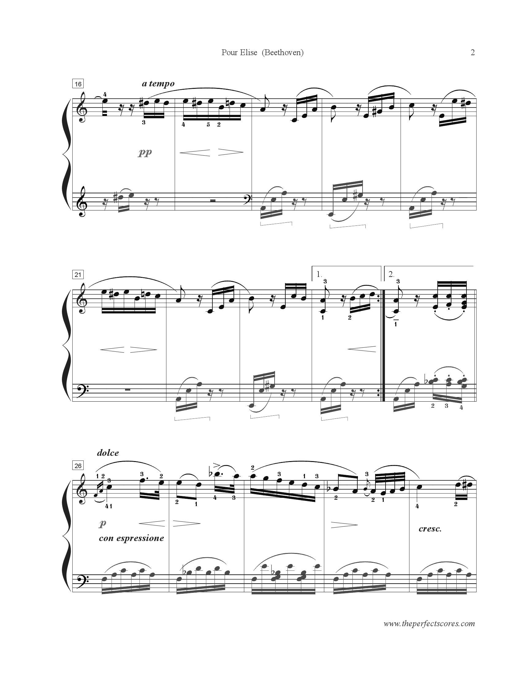 Beethoven Fur elise2 - نت آهنگ Fur elise از Beethoven