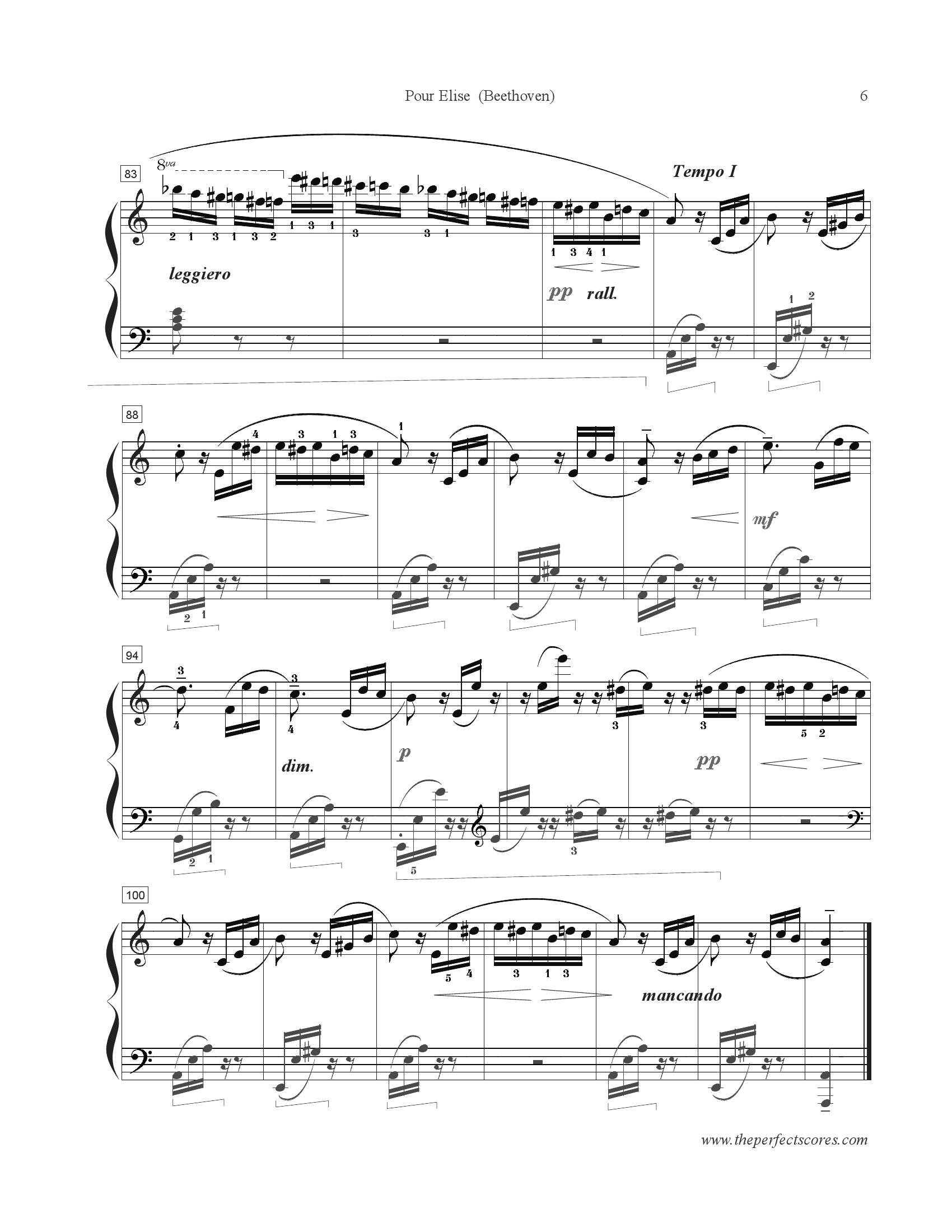 Beethoven Fur elise6 - نت آهنگ Fur elise از Beethoven