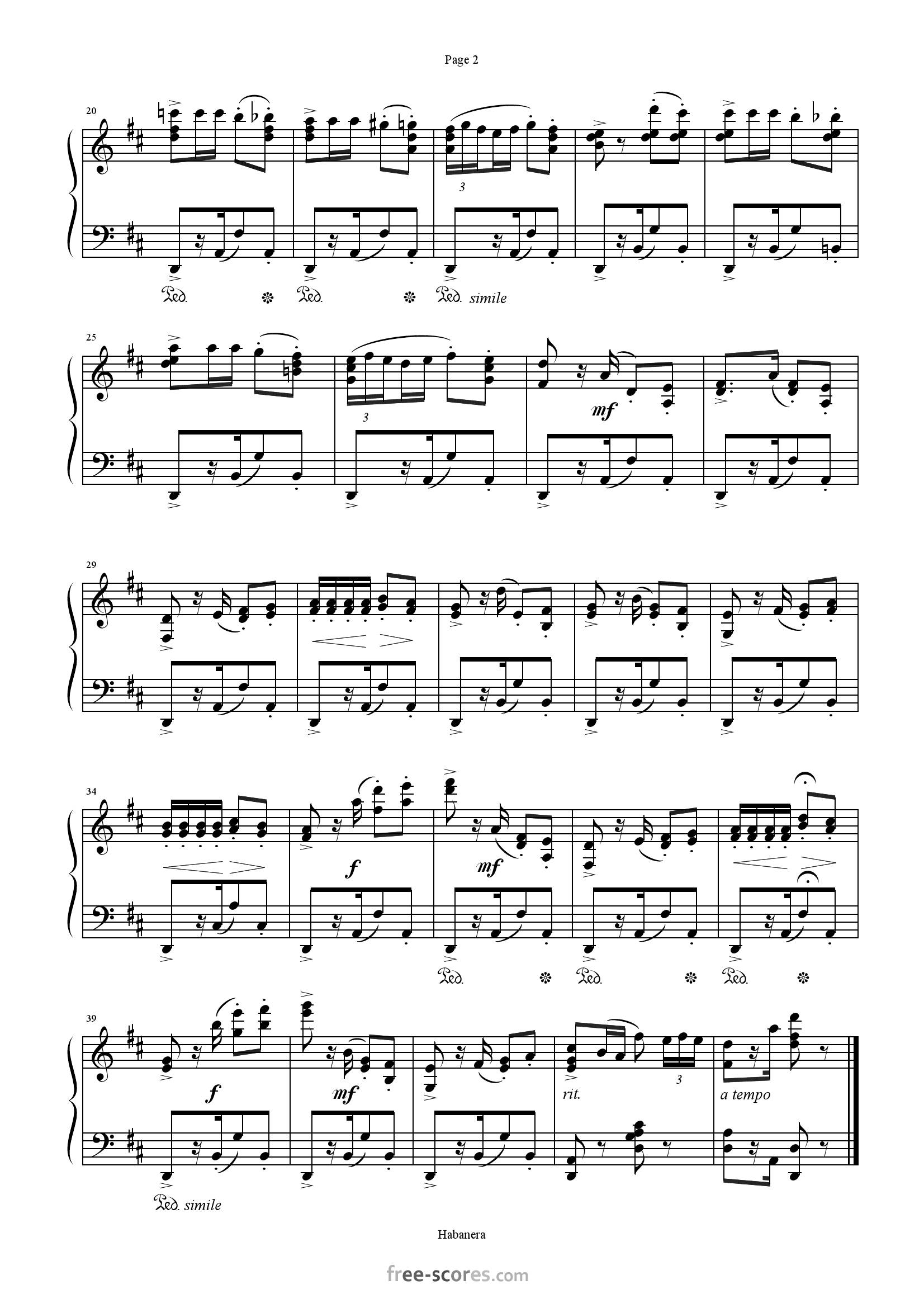 Bizet Habanera2 - نت آهنگ Habanera از Bizet