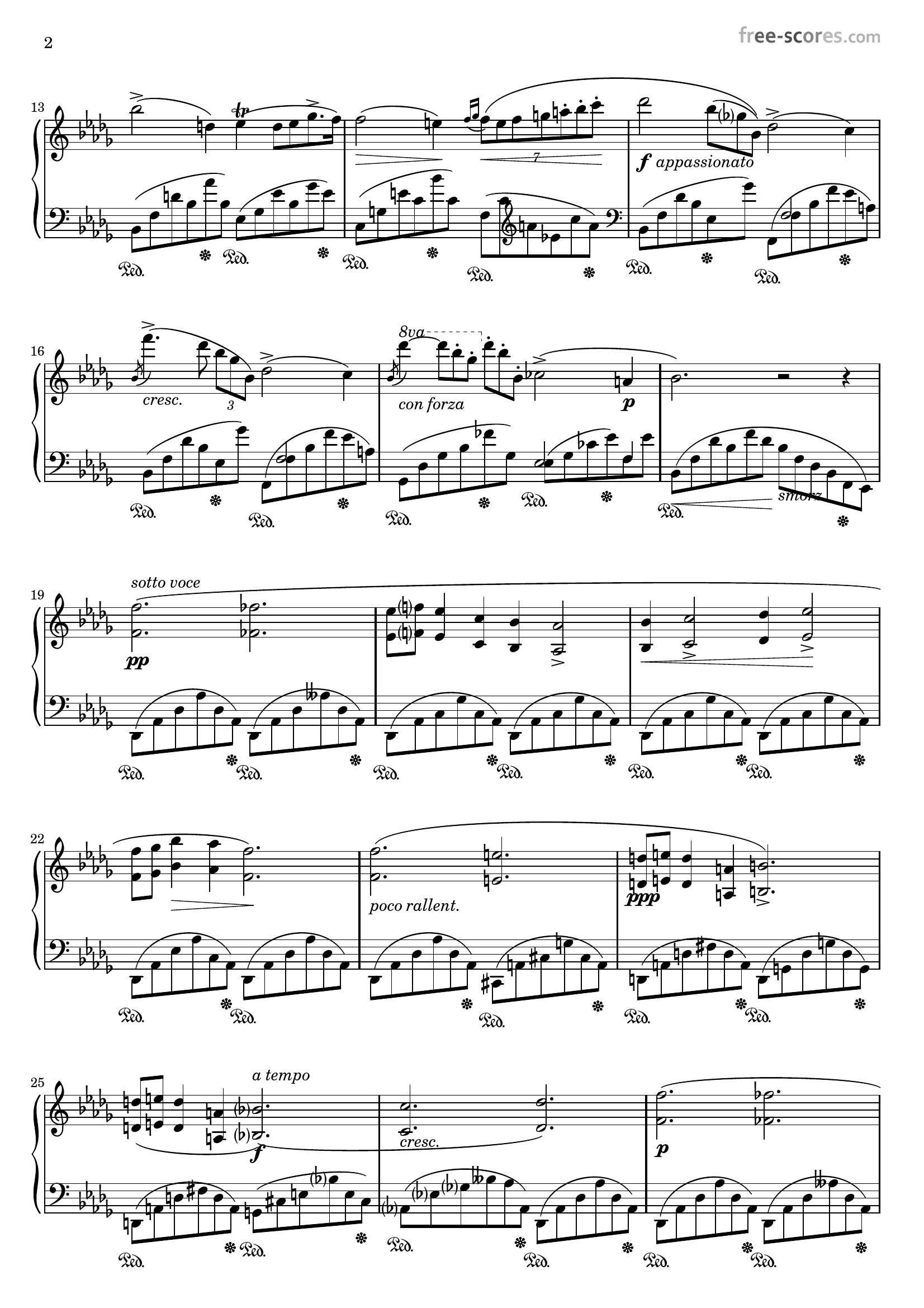 Chopin Nocturne b flat minor2 - نت آهنگ Nocturne b flat minor از Chopin