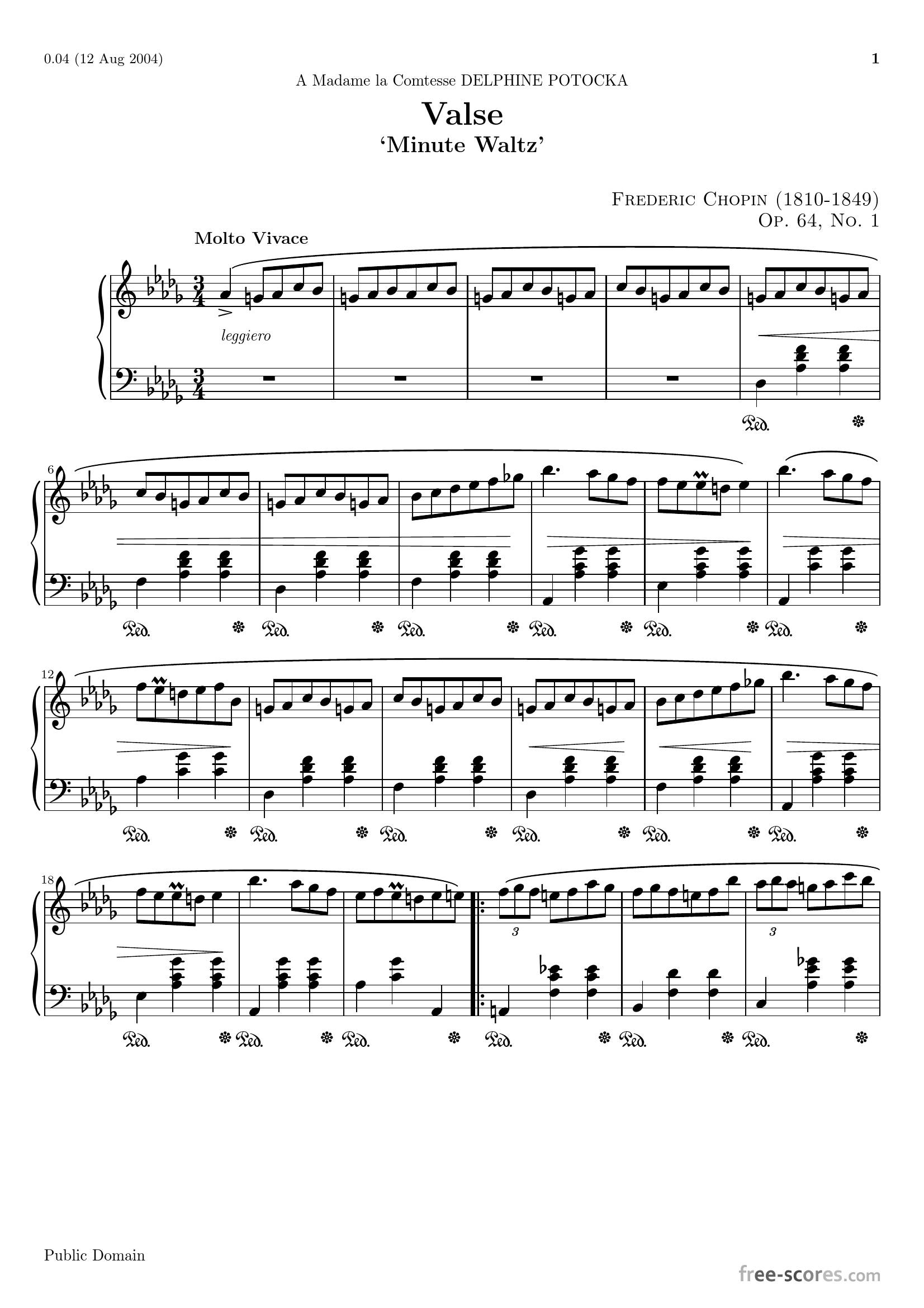 Chopin Opus 64 no 11 - نت آهنگ Opus 64 no 1 از Chopin