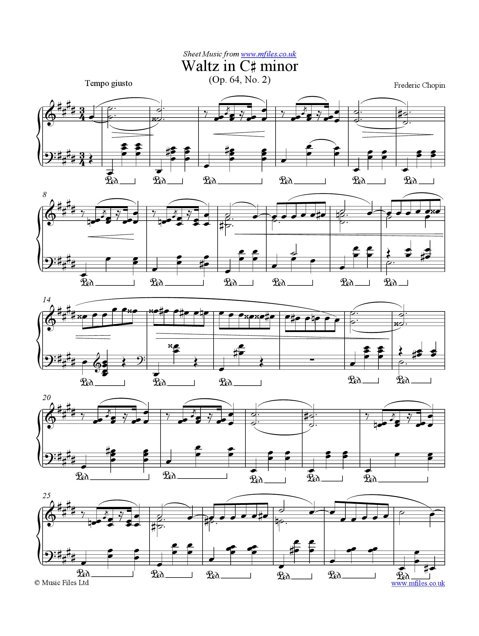 Chopin Opus 64 no 21 - نت آهنگ Opus 64 no 2 از Chopin