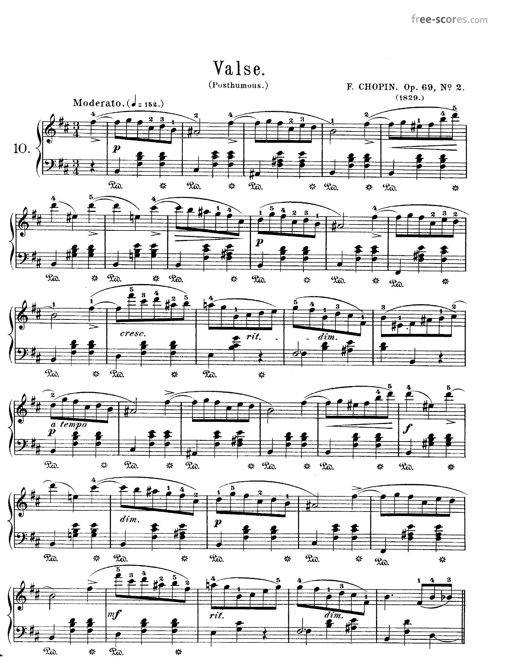Chopin Opus 69 no 15 - نت آهنگ Opus 69 no 1 از Chopin