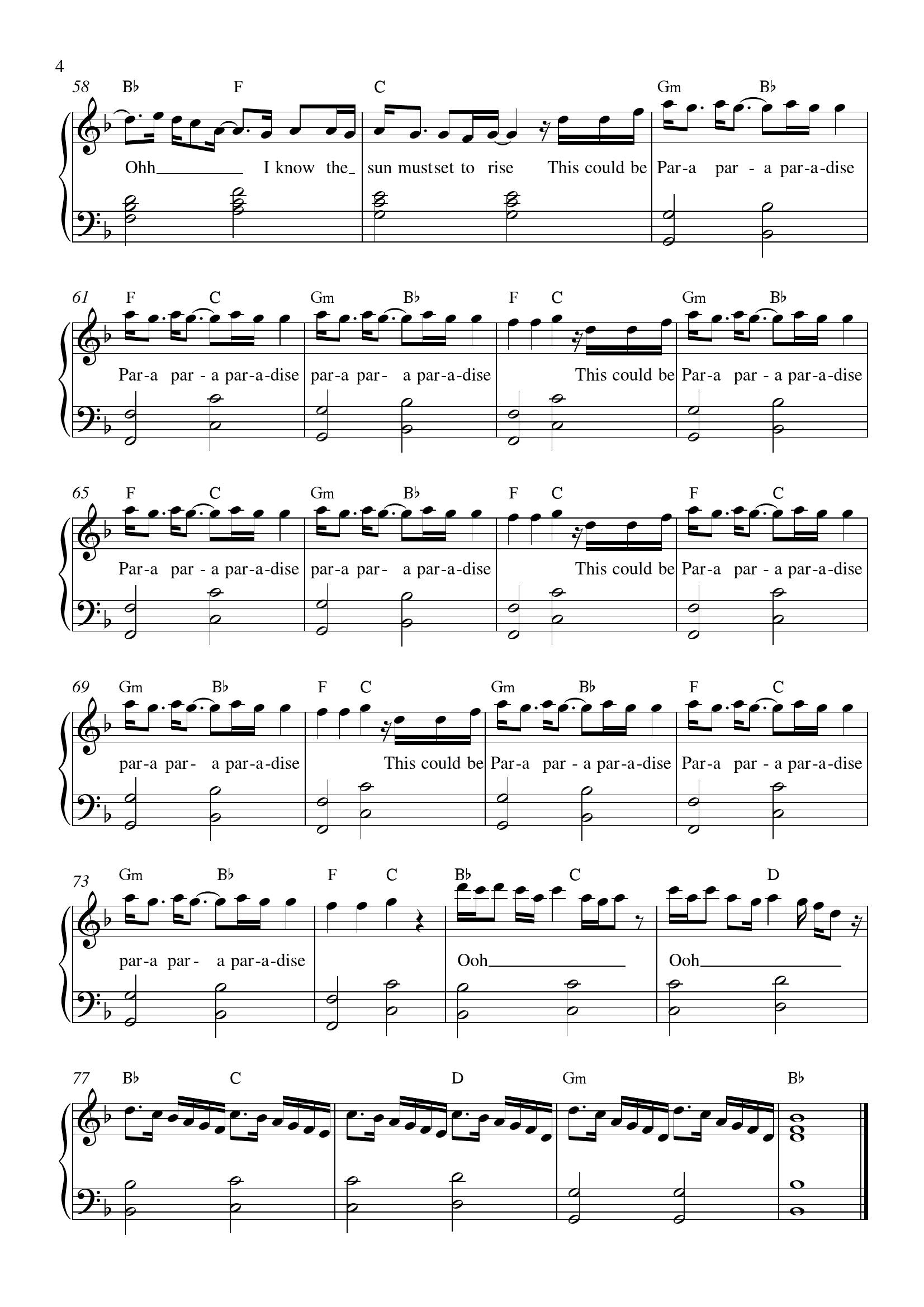 Coldplay Paradise4 - نت آهنگ Paradise از Coldplay