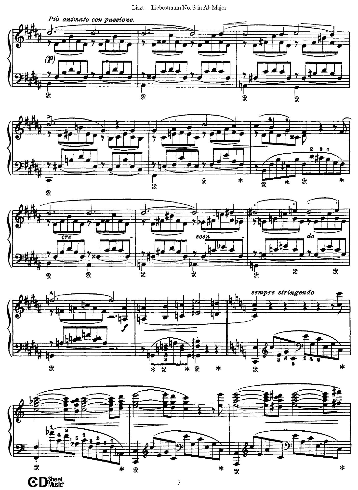 Liszt Liebestraum3 - نت آهنگ Liebestraum از Liszt