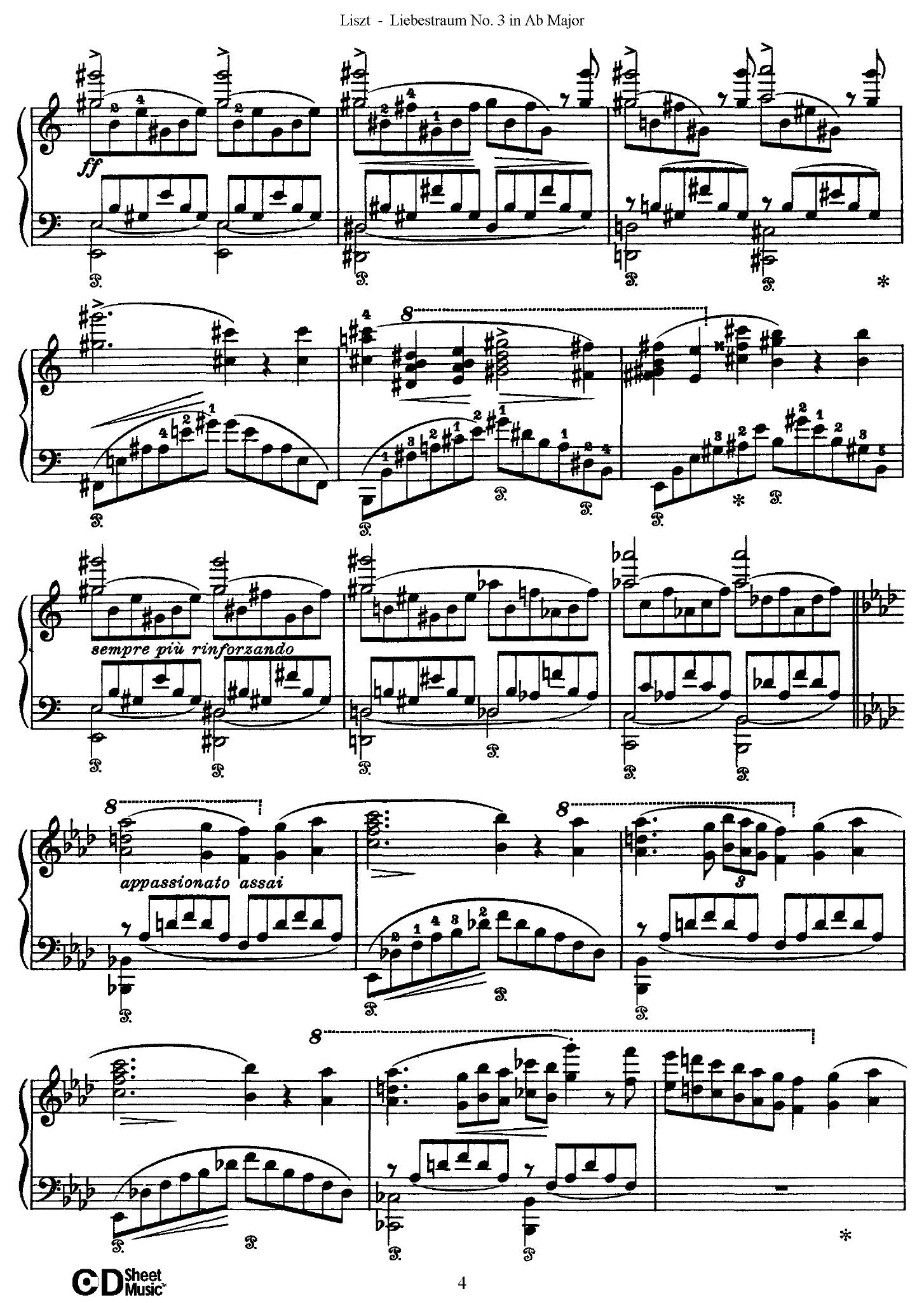 Liszt Liebestraum4 - نت آهنگ Liebestraum از Liszt