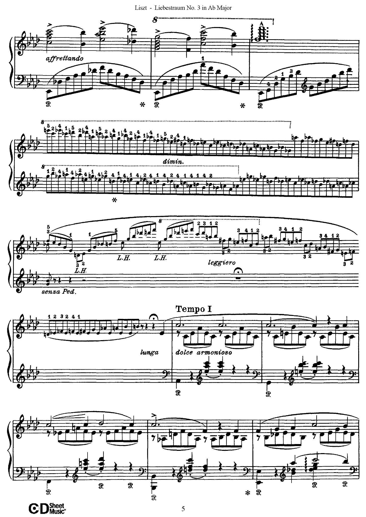 Liszt Liebestraum5 - نت آهنگ Liebestraum از Liszt