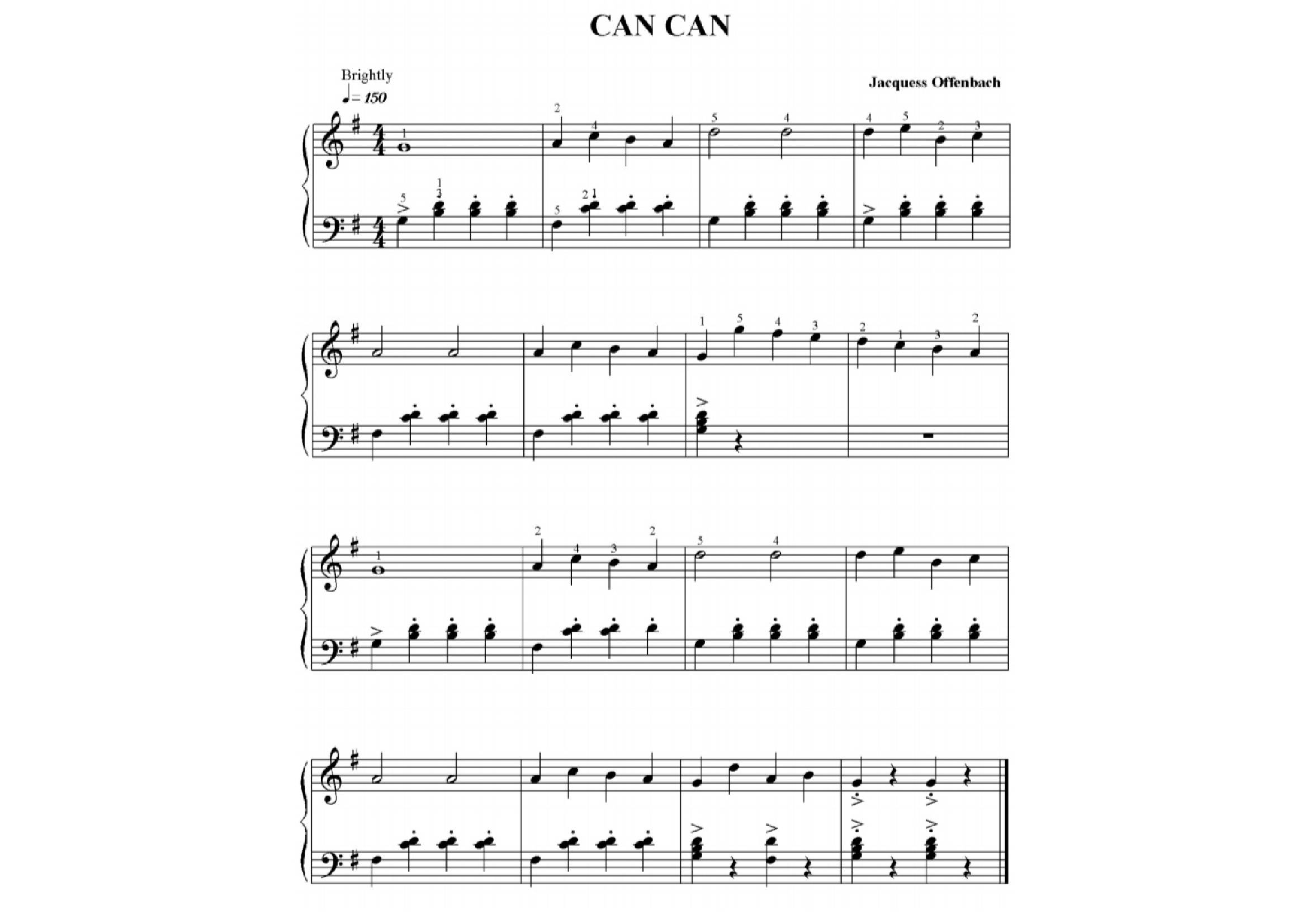 Offenbach Can can - نت آهنگ Can can از Offenbach