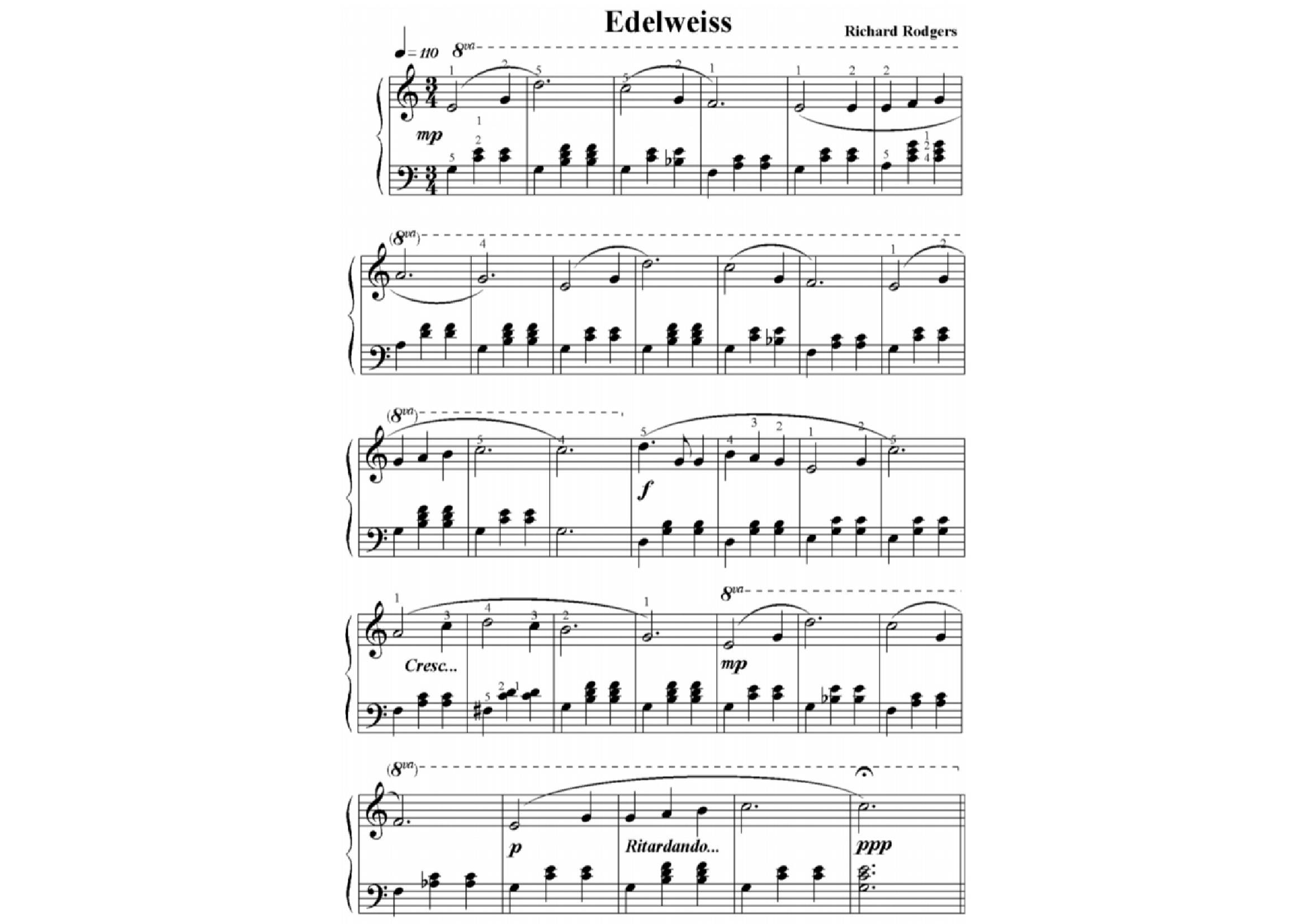 Richard roger Edelweiss - نت آهنگ Edelweiss از Richard roger