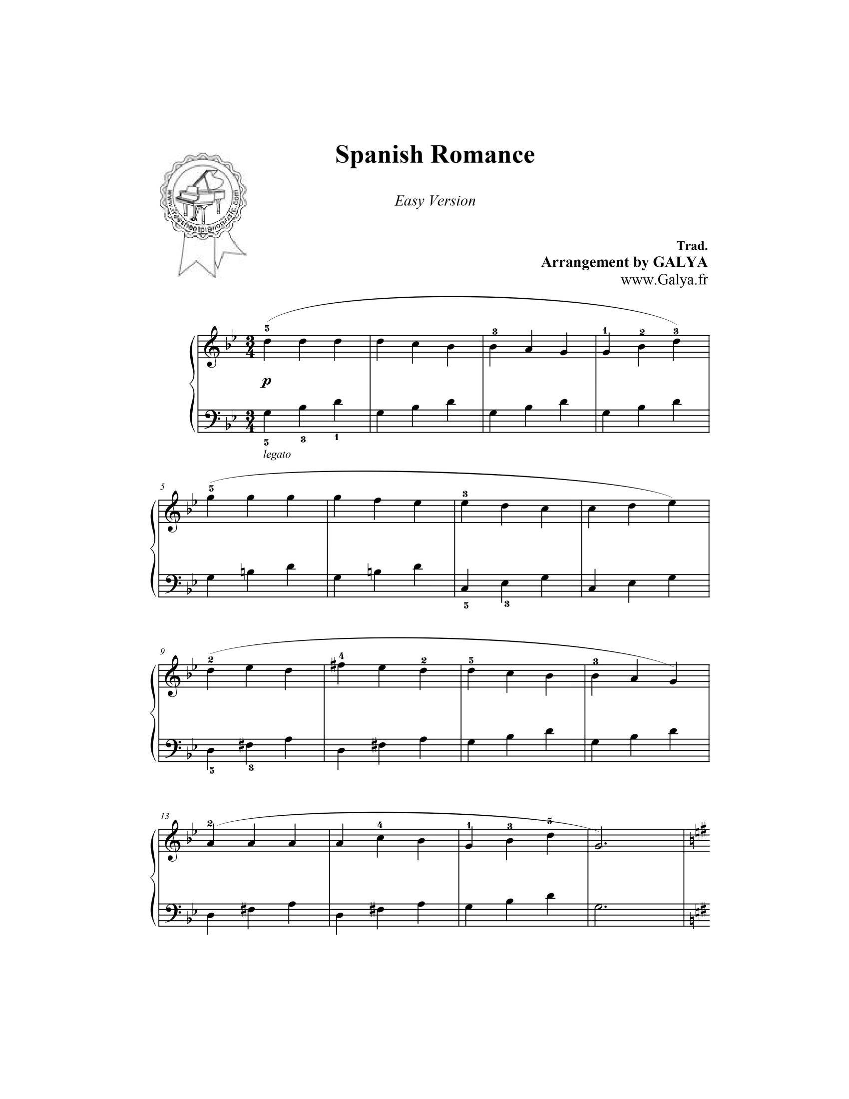 Spanish romance1 - نت آهنگ Spanish romance