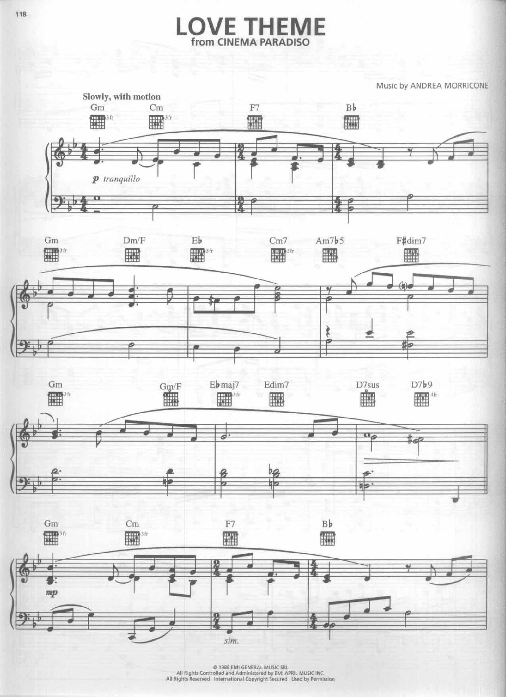 Ennio morricone Paradiso love theme1 - نت آهنگ Paradiso love theme از Ennio morricone