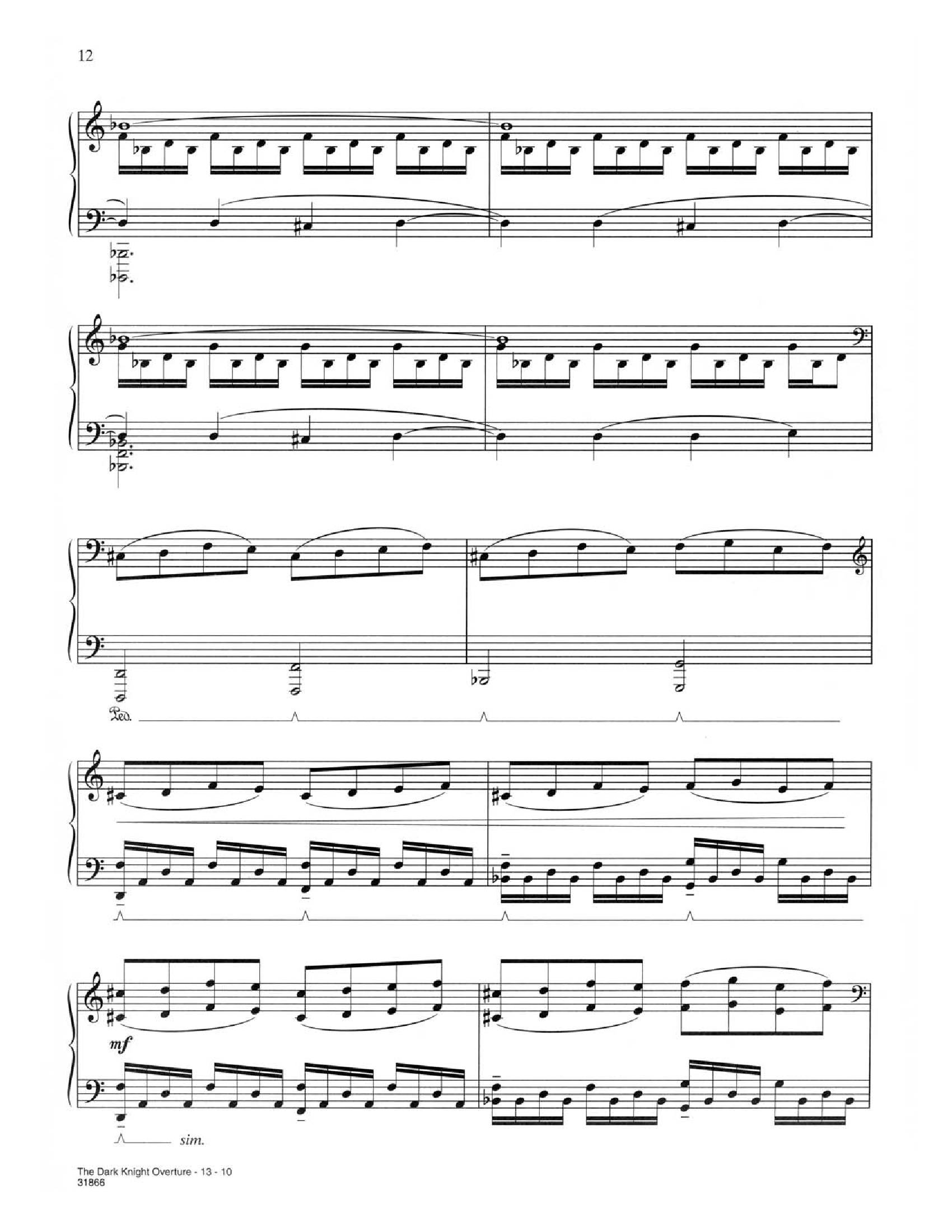 Hans zimmer Dark knight10 - نت آهنگ Dark knight از Hans zimmer