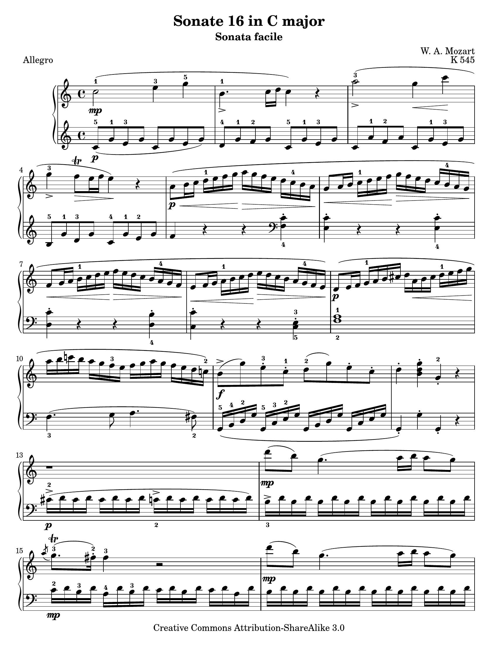 Mozart Sonata k5451 - نت آهنگ Sonata k545 از Mozart