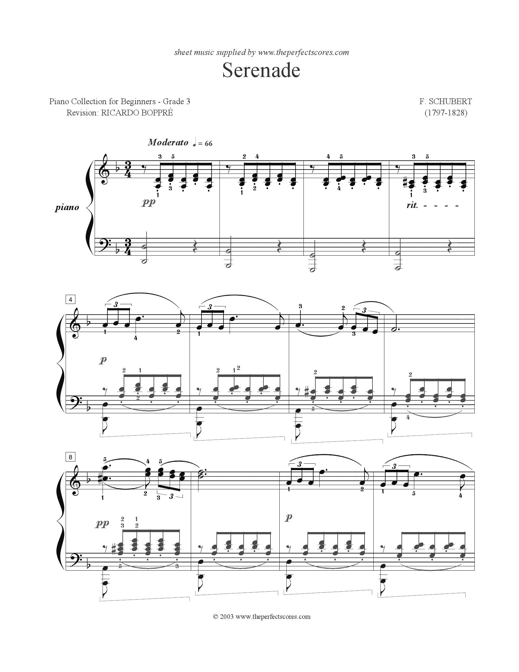 Schubert Serenade1 - نت آهنگ Serenade از Schubert