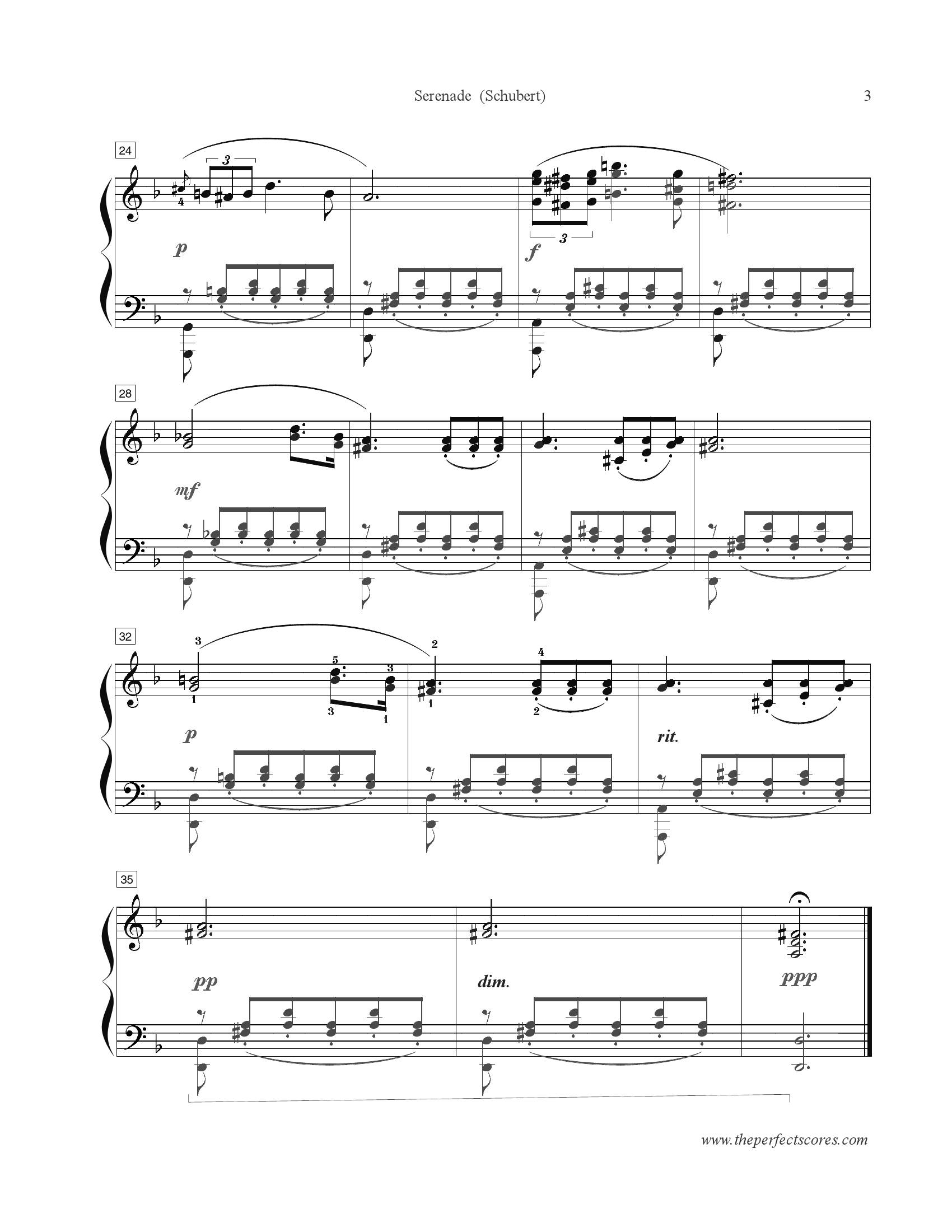 Schubert Serenade3 - نت آهنگ Serenade از Schubert