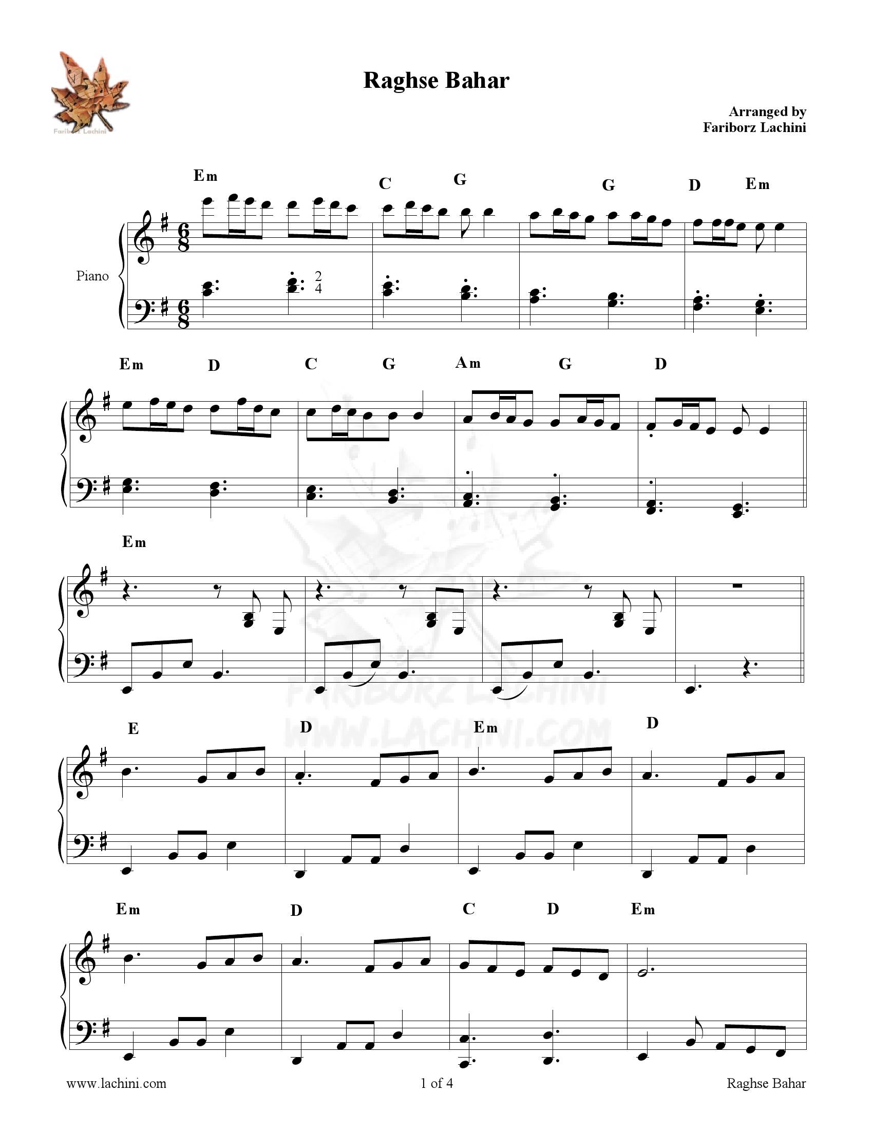 Shahrdad rohani Spring dance1 - نت آهنگ Spring dance از Shahrdad rohani