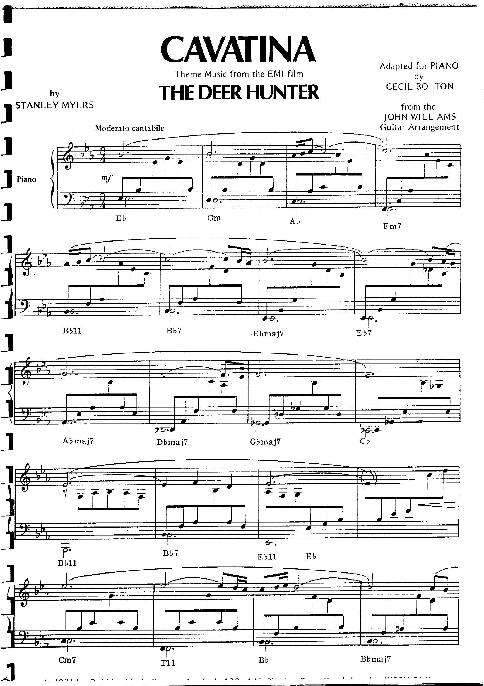 Stanley myers Cavatina1 - نت آهنگ Cavatina از Stanley myers