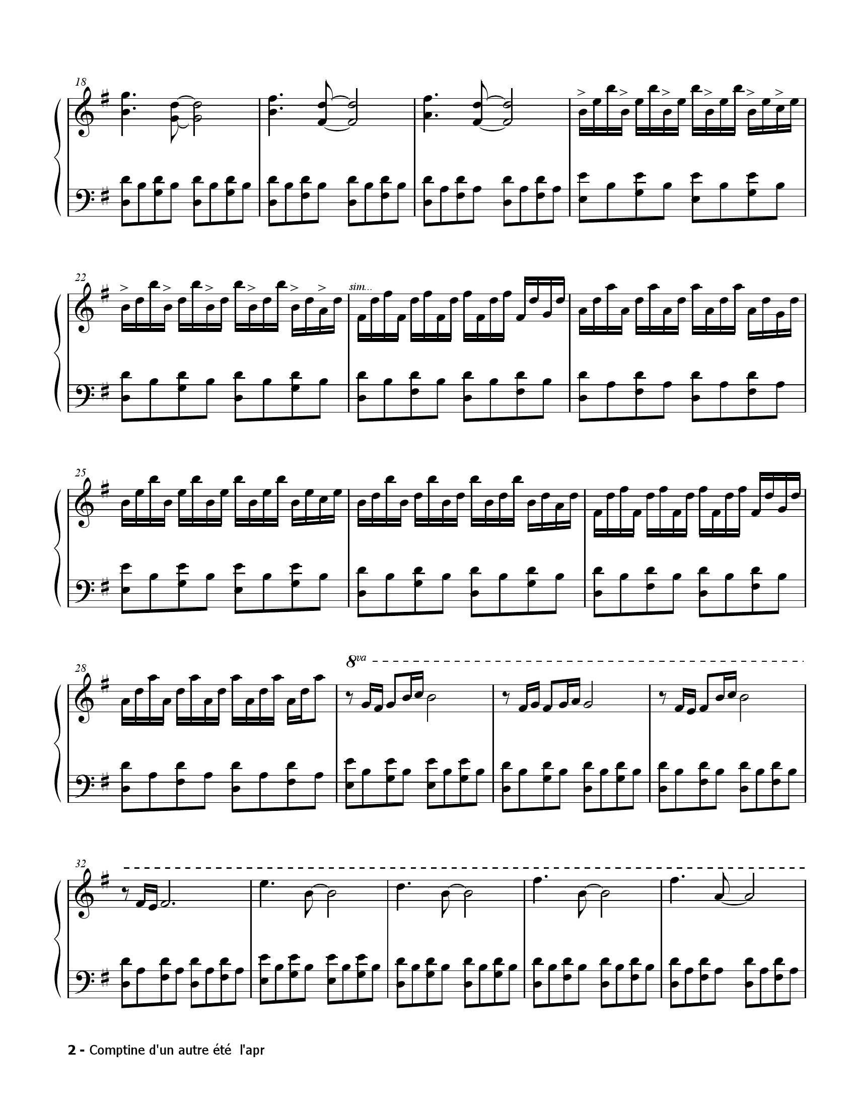 Yann tiersen Comptine autre ete2 - نت آهنگ Comptine autre ete از Yann tiersen