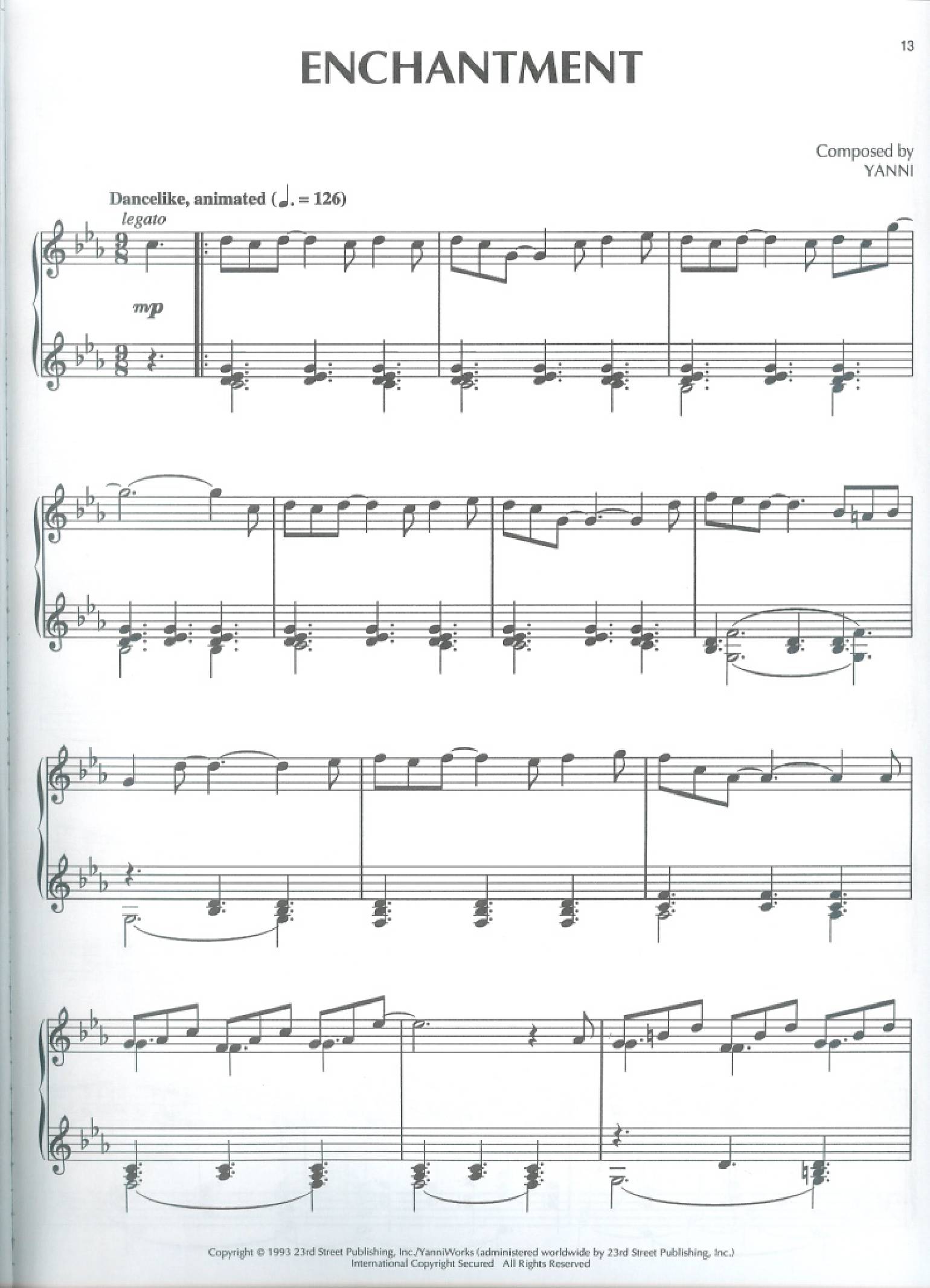 Yanni Enchantment1 - نت آهنگ Enchantment از Yanni